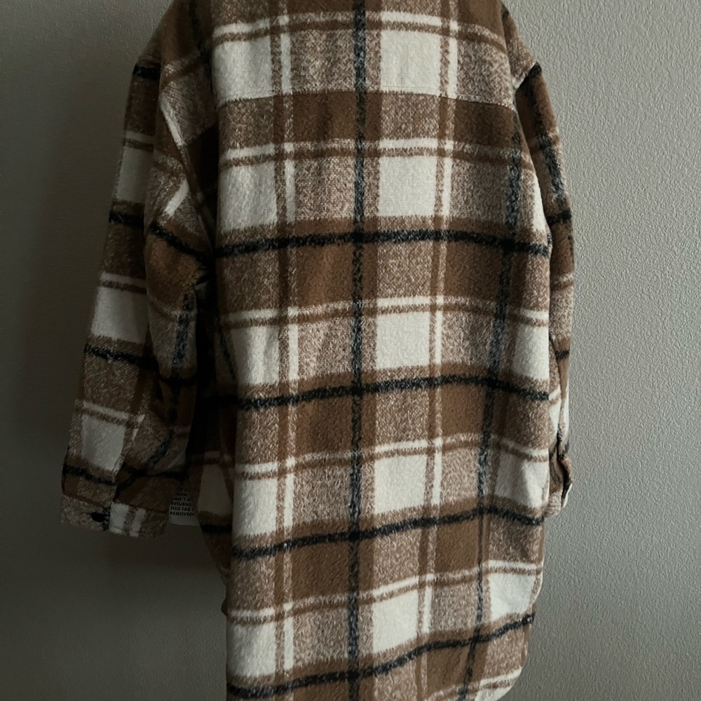 Plaid Brown and White Mens Jacket long length ASOS 3XL - Picture 5 of 9